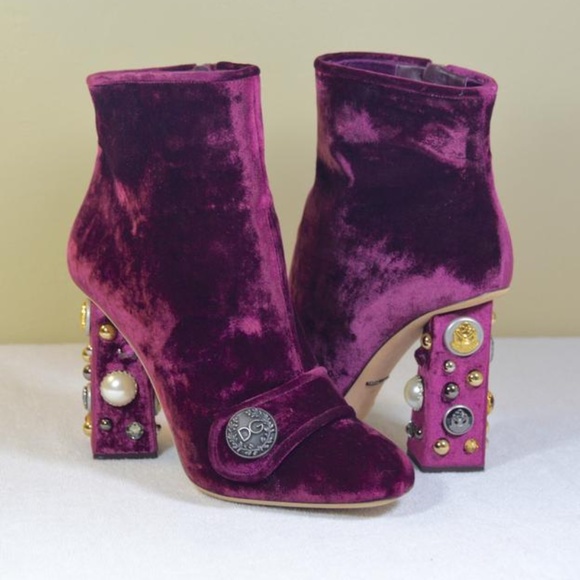 Purple Embellished Heel Ankle Boots/Booties - Picture 4 of 9